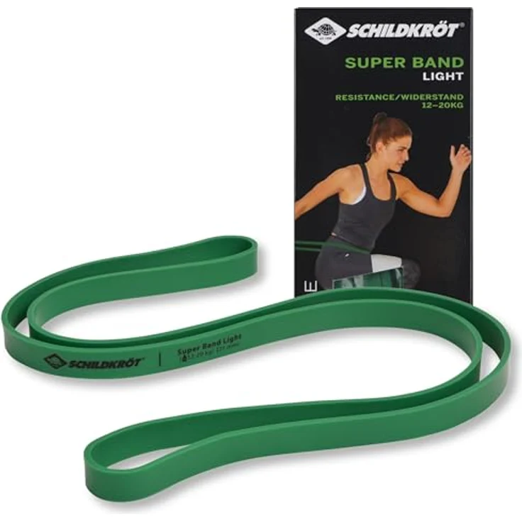 Schildkröt® Super Band Light, Premium Widerstandsbänder 12-20kg, 21mm Breite, grün, vielseitiges Mini-Fitnessstudio für zu Hause und unterwegs – Bild 1