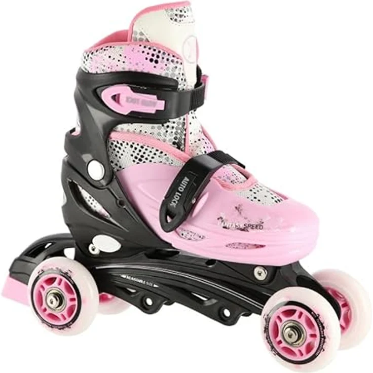 Nils Extreme Rollschuhe 4in1 - Schlittschuhe Kinder - Rollerblades Inline Skates Kinder - Eislaufschuhe Kinder S - Rosa – Bild 5