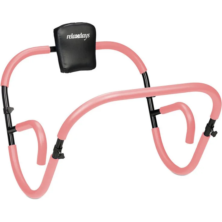 relaxdays Bauchtrainer AB Roller für Zuhause in Rosa, Nackenstütze, bis 100 kg Belastbarkeit