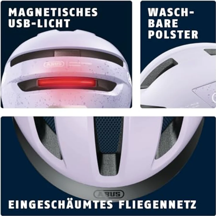 ABUS Fahrradhelm PURL-Y ACE mit LED-Licht – NTA-Schutzhelm für E-Bike und S-Pedelec – Lavendel (Light Lavender), Größe L – Bild 4