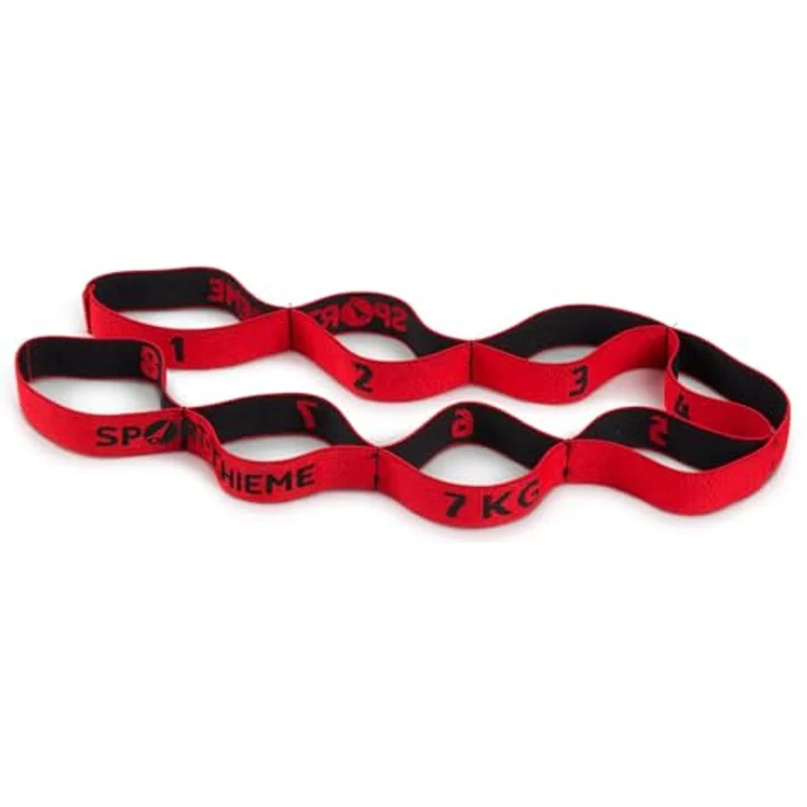 Sport-Thieme Fitnessband aus Stoff, elastisches Textil-Gymnastikband mit 8 Schlaufen, in drei Zugstärken (10 kg, 15 kg, 20 kg), Länge: 96 cm, hochwertiges Latex-Polyester-Gemisch – Bild 2