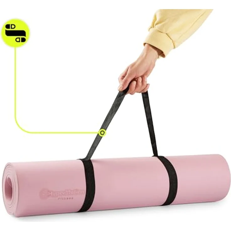 HyperMotion Yogamatte Lotus, rutschfestes TPE mit 6mm Stärke, 183x61 cm, rosa, inkl. Tragegurt – Bild 2