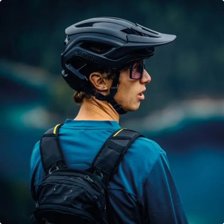 Abus CliffHanger, Velohelm für anspruchsvolle Trails, 54-58 cm, leicht und gut belüftet mit verstellbarem TriVider-Gurtbandverteiler – Bild 5