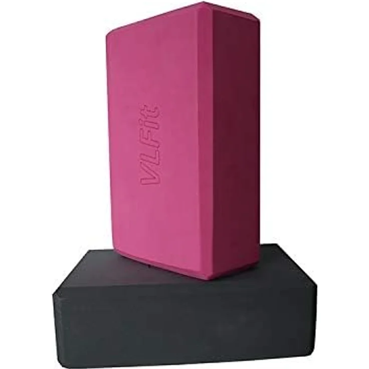 VLFit 2er-Set Yoga Blöcke, umweltfreundlicher EVA-Schaum, Größe 23 x 15 x 7,6 cm, GRAU und ROSA – Bild 3