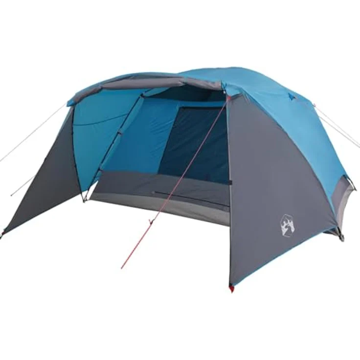 vidaXL Campingzelt 4 Personen, wasserdichtes Trekkingzelt mit Vorzelt und Insektenschutz, blau – Bild 1