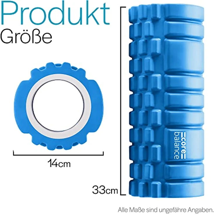 Core Balance Faszienrolle Rücken und Ganzkörper, Texturierter Sport Foam Roller für Tiefengewebemassage und Triggerpunktbehandlung, 33 cm x 14 cm, leicht und hygienisch – Bild 5