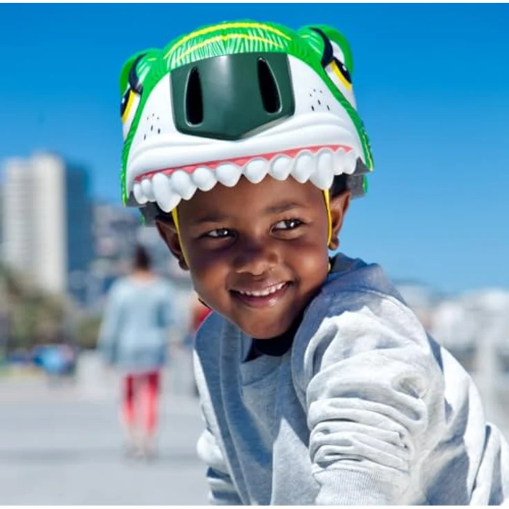 Crazy Safety Kinder Fahrradhelm 3D Tierhelm für 2-7 Jahre, verstellbar 49-55 cm, Tiger Grün, optimal für Fahrrad und Skateboard, mit LED-Rücklicht und Belüftungsöffnungen – Bild 4