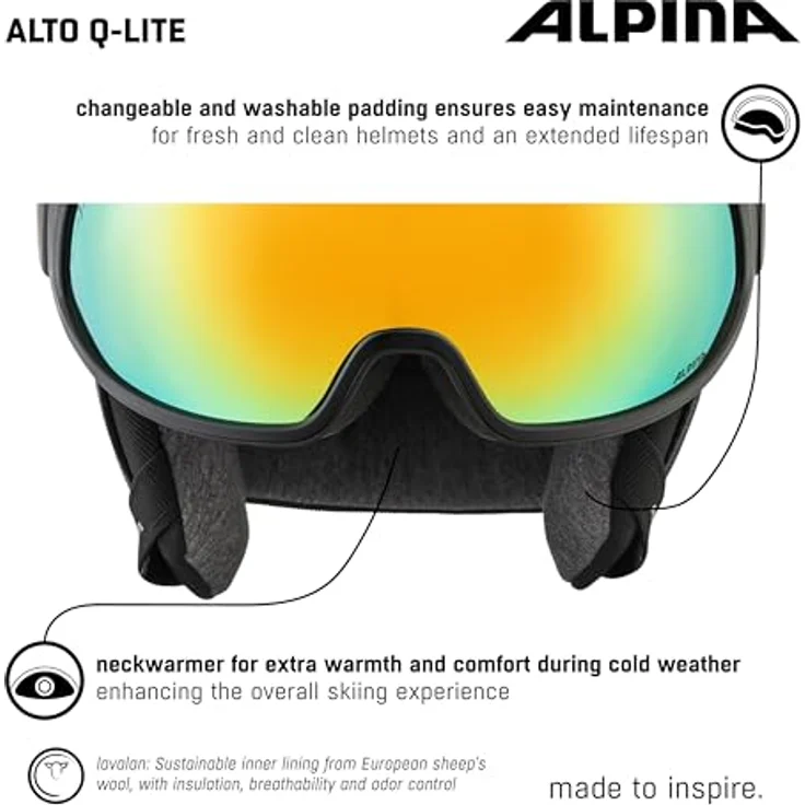 ALPINA Alto Q-LITE, sicherer Skihelm mit kontrastverstärkendem Visier, individuell anpassbar, Olive matt, Größe S (51-55 cm) – Bild 3