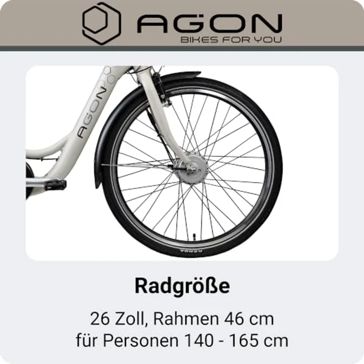 Agon Axis E-Bike 26 Zoll Citybike, Aluminiumrahmen mit tiefem Einstieg, motorisiert mit 250 W, weiß – Bild 9