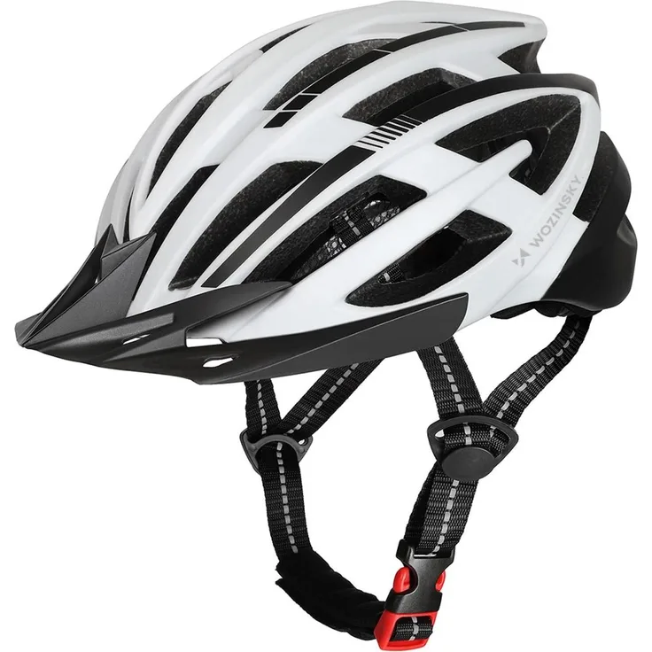 Wozinsky HT-28VCB, MTB Fahrradhelm mit offenem Visier, integriertes USB-LED-Rücklicht, Größe M 54-57 cm