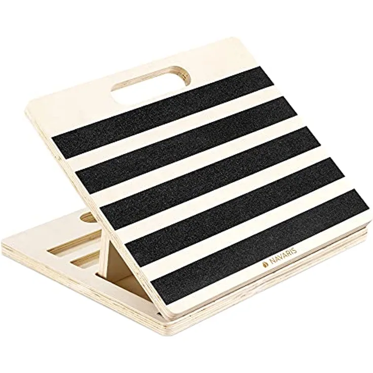 Navaris Wadendehner Slant Board, Holz, verstellbares & rutschfestes Schrägbrett für Wadenstrecker, 38 x 33 x 4 cm, mit Griff für einfachen Transport