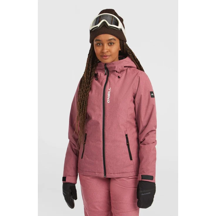 O'Neill Fwc'cruz Melange Snow Jacket, atmungsaktive und wasserdichte Skijacke mit Kunstfellkapuze, Pink, Größe S