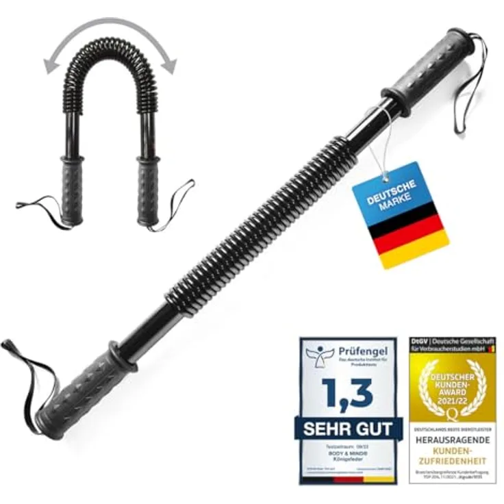 Body & Mind® Profi Königsfeder Biegehantel für Krafttraining Fitness-Training Armtrainer; Biegsame Flexible Feder-Hantel 30 kg für Anfänger und Fortgeschrittene