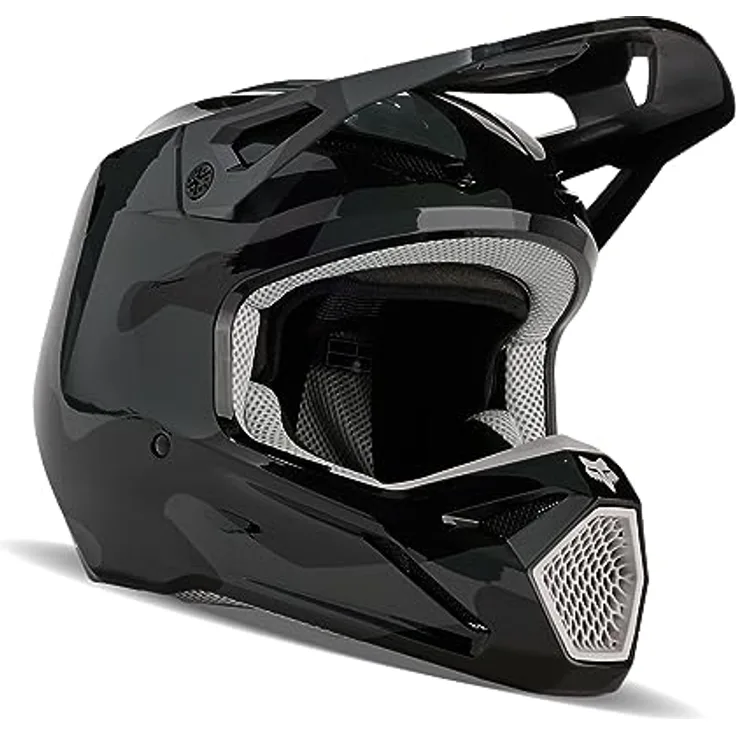 Fox V1 Bnkr MIPS 2023 Motocross Helm, schwarz/camouflage, mit MIPS-Schutzsystem und verstellbarem Visier, Größe L (59/60)