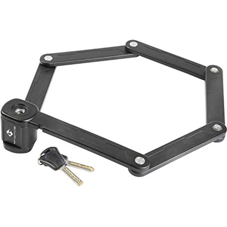 M-Wave Fahrradschloss Faltschloss 2er Set, je 875 mm, gehärteter Stahl, gleichschließend mit 4 Schlüsseln, inkl. Halter