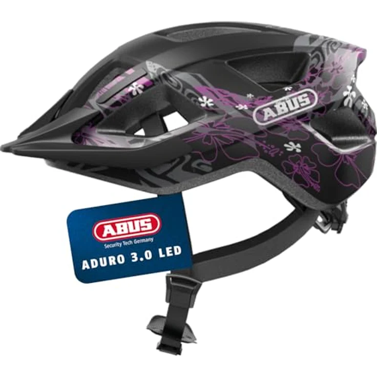 ABUS Fahrradhelm Aduro 3.0 LED - sportiver City-Helm mit Rücklicht - Größe S, Schwarz/Rot – Bild 1