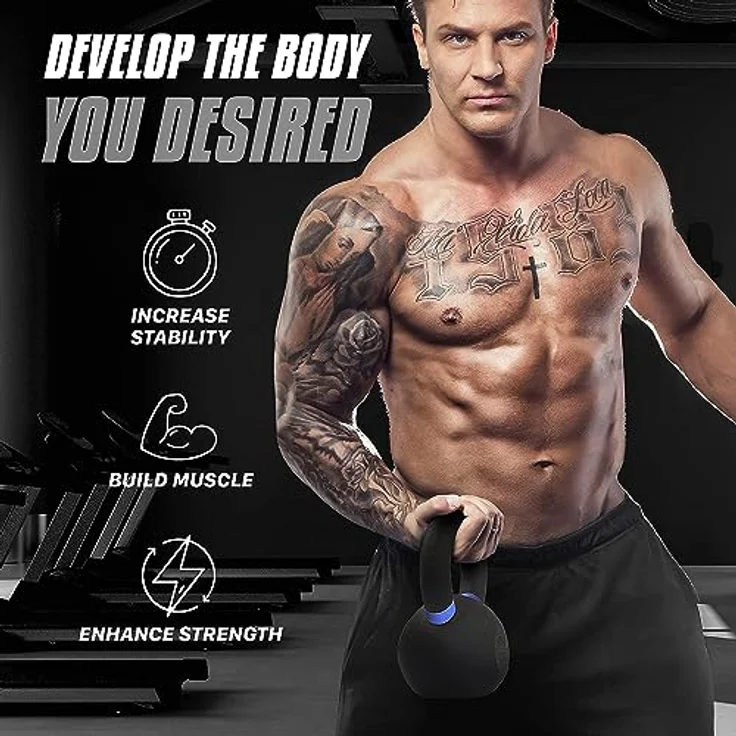 Yes4All SD7M Pulverbeschichtetes Kettlebell aus Gusseisen, 12 kg – Bild 5