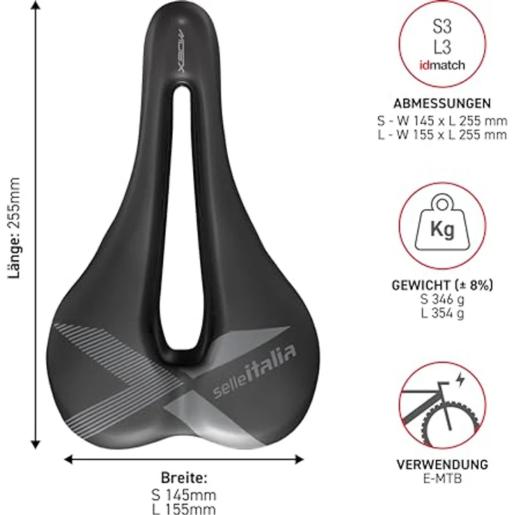 Selle Italia X-Bow, Velosattel für E-MTB und Gravel Touren, 310 g, schwarz – Bild 6