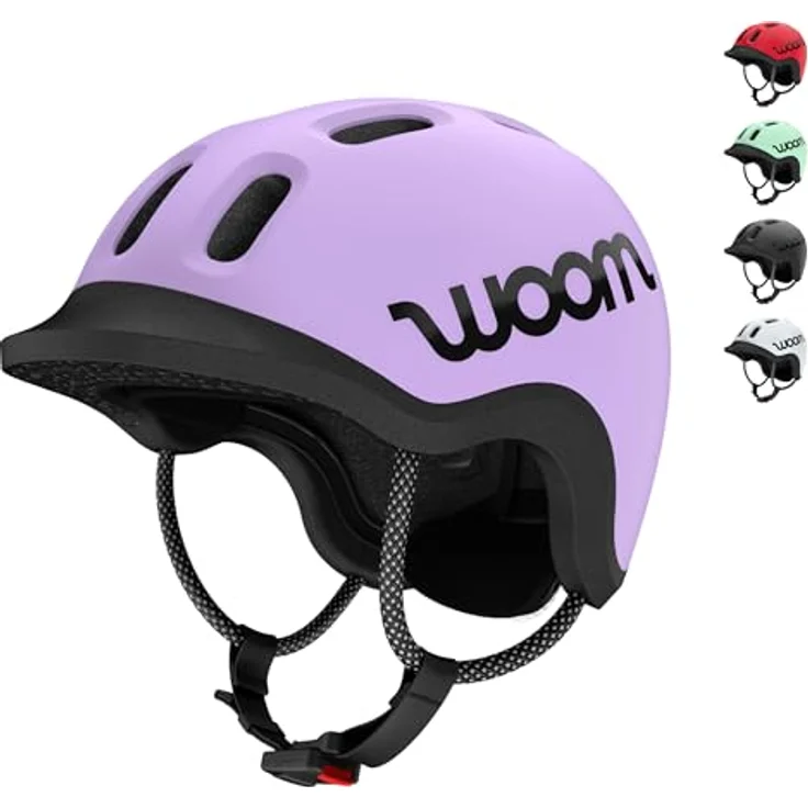 woom Ready Kids' Helmet, Verstellbarer, pinch-freier Kinderhelm mit reflektierenden Details für Fahrradfahren, Scooten & Rollerskaten, Lilac, Medium – Bild 2