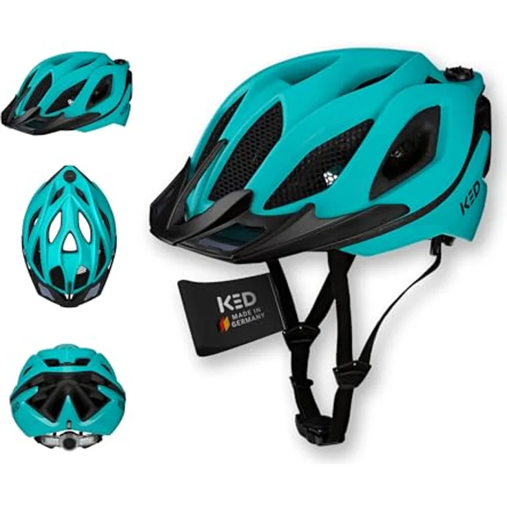 KED Spiri 2 Trend Allround Helm, Fahrradhelm mit K-Fit System und LED-Rücklicht, 320g, Größe M, grün-blau – Bild 1