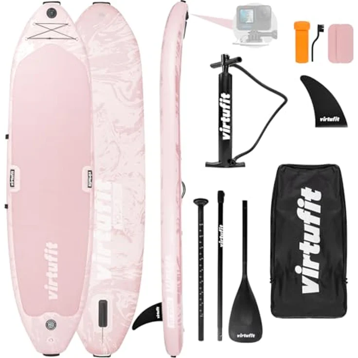 VirtuFit Yoga SUP Board 335, aufblasbar mit EVA-Gripdeck und GoPro-Mount, Altrosa – Bild 1