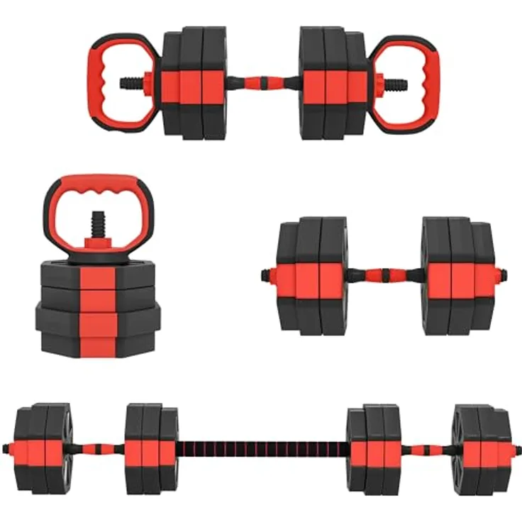SPORTNOW 4-in-1 Hantelset, verstellbar bis 25 kg, mit Verbindungsrohr und Sternverschlüssen für Krafttraining zuhause