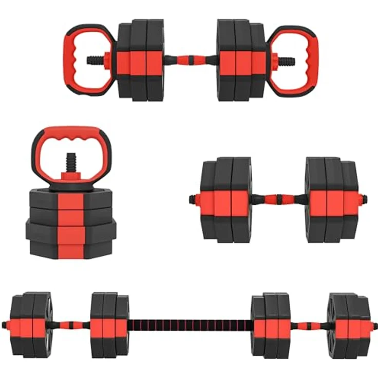 SPORTNOW 4-in-1 Hantelset, verstellbar bis 25 kg, mit Verbindungsrohr und Sternverschlüssen für Krafttraining zuhause – Bild 1