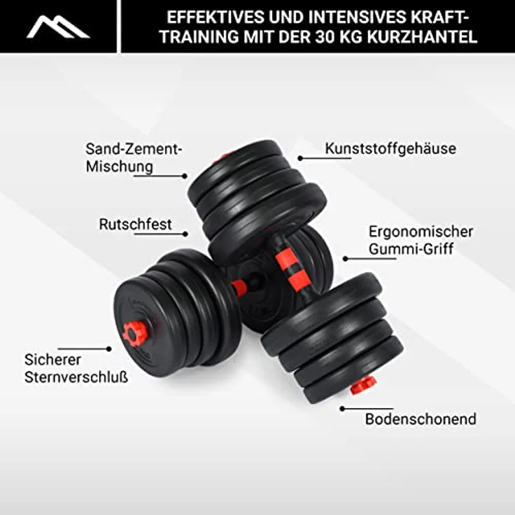 MSPORTS Hantelset Premium 2in1 - Kurzhanteln + Langhanteln verstellbar 20, 30 oder 40 kg - Hanteln Set Dumbbell mit Verbindungsstahlrohr und Gewichten (30 kg) – Bild 4