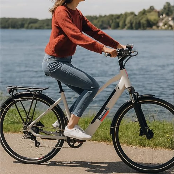 TELEFUNKEN XT490 E-Bike 28 Zoll Damen, Trekking Pedelec mit 250 W Heckmotor, 417,6 Wh Akku, 8-Gang Kettenschaltung, Scheibenbremsen, Kreide – Bild 5