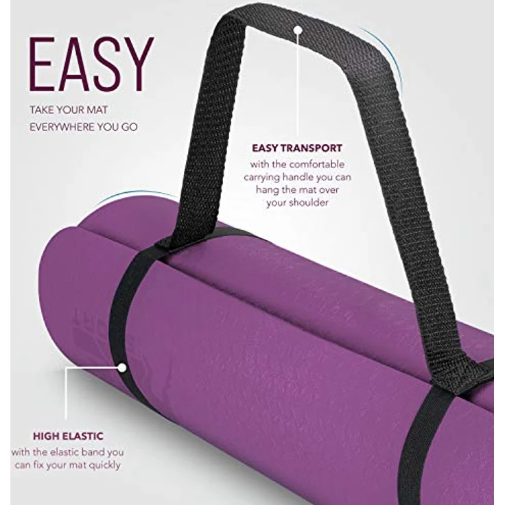 RE:SPORT Yogamatte Phthalatfrei - Gymnastikmatte rutschfest, Fitnessmatte schadstofffrei, Trainingsmatte mit Tragegurt 183 x 61 x 0,6 cm – Bild 3