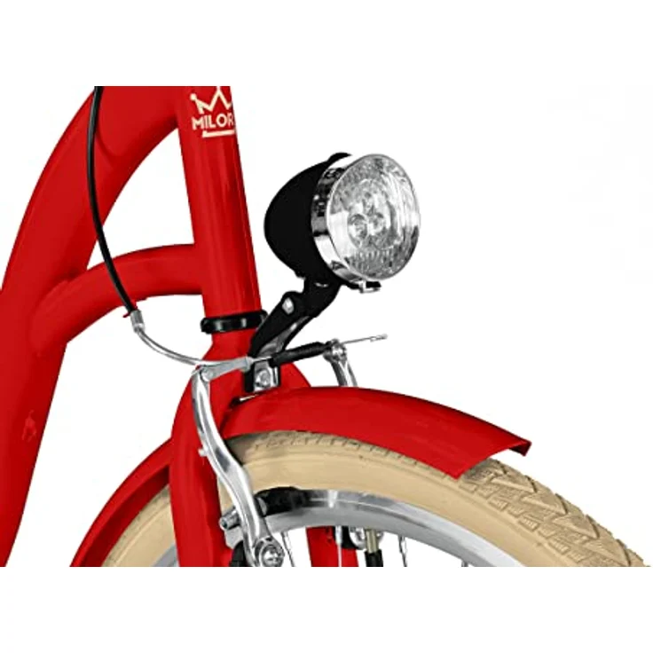 Milordbikes City-Fahrrad, Rot, 46 cm, Metallrahmen, Freizeit- und Sportbike mit Aluminiumfelgen und integriertem Träger – Bild 6