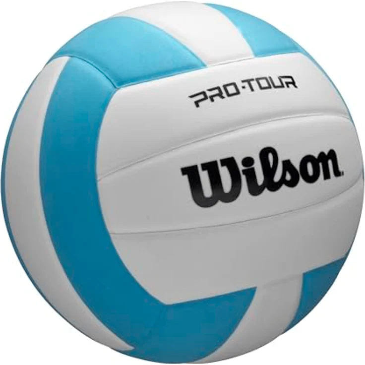Wilson Pro Tour Volleyball, Soft-Touch Spielball mit V-Tec-Nähten, Hellblau/Weiß – Bild 3