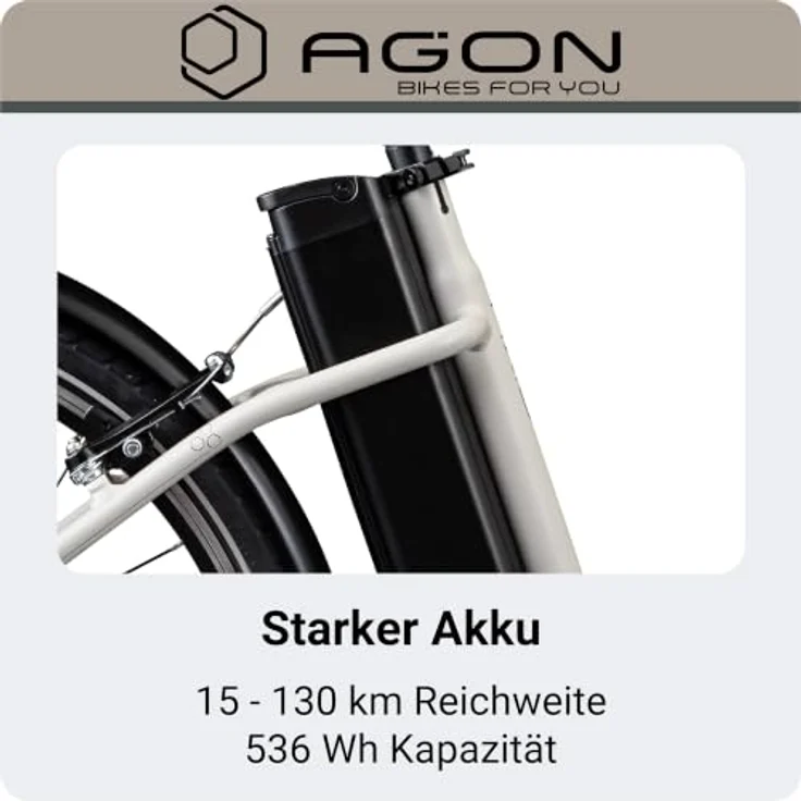 Agon Axis E-Bike 26 Zoll Citybike, Aluminiumrahmen mit tiefem Einstieg, motorisiert mit 250 W, weiß – Bild 3