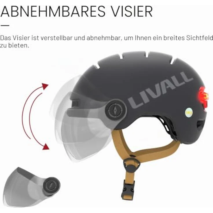 LIVALL EVO21, Fahrradhelm mit SOS-Technologie, Rück- und Frontlichtern, Bluetooth-Kopplung, Schwarz – Bild 6
