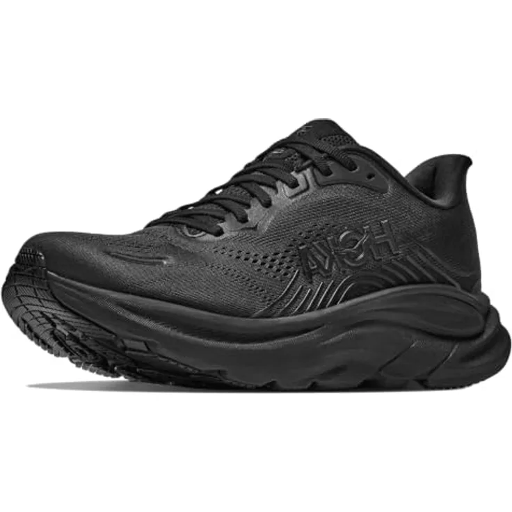 HOKA ONE ONE CLIFTON 11 Herren Laufschuh, dämpfende EVA-Zwischensohle, reflektierende Details, Black/Black, Größe 45