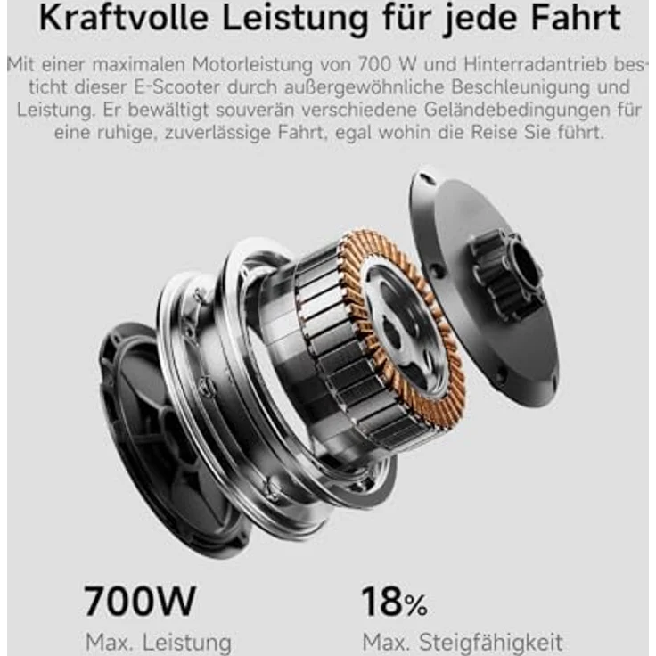 NAVEE GT3 E-Scooter Schwarz-Gold, 50 km Reichweite, 700 W Motor, Vollfederung, Apple Find My, App-Steuerung, TCS, E-ABS, 20 km/h, mit Straßenzulassung – Bild 4