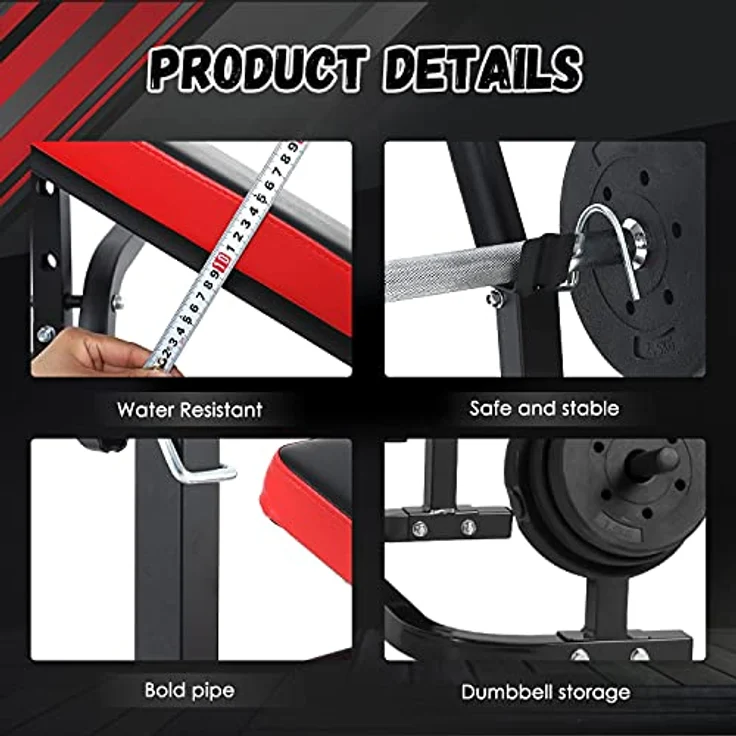 ISE Multifunktional Trainingsbank Hantelbank verstellbar Klappbar mit Beincurler Semi-Pro Haushalt Fitnessgeräter für Kniebeuge Bankdrücken Rumpfbeuge belastet 120kg – Bild 4