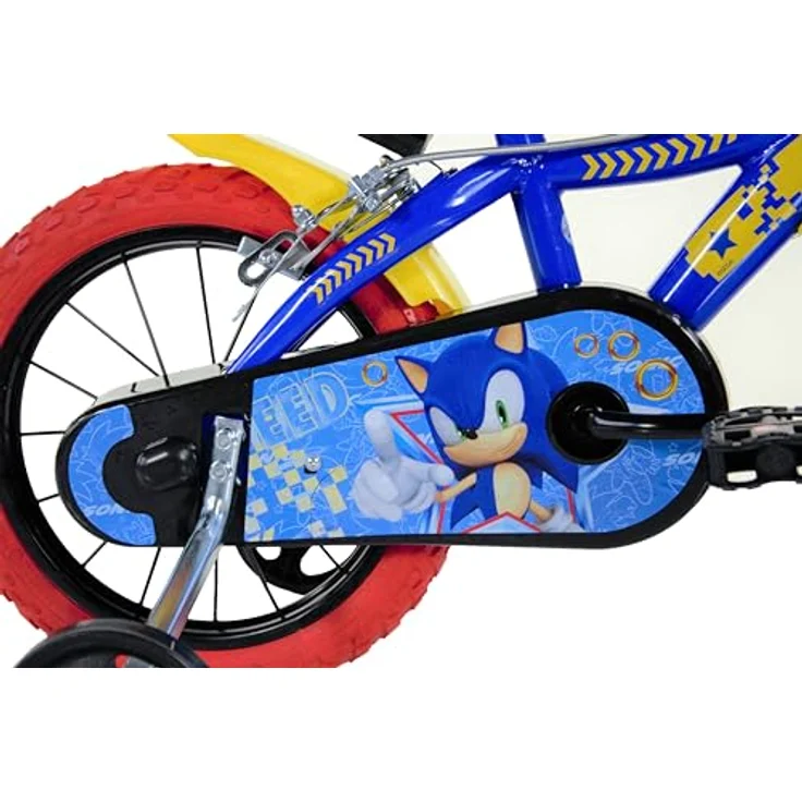 Dino Kinderfahrrad Sonic, 1 Gang, mit Stützrädern, Trinkflasche und Frontschild, blau – Bild 6