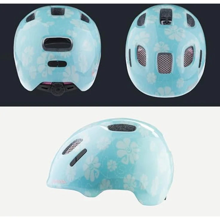 ALPINA Ximo Kinderfahrradhelm, Leicht, Bruchfest, mit optionalem LED-Licht, Aqua Rose Flower Gloss, Größe 47-51 – Bild 4