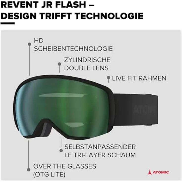 ATOMIC REVENT JR S FLASH Kinder-Skibrille, Unisex mit Flash Scheibentechnologie, Live Fit Rahmen und großem Sichtfeld – Bild 2
