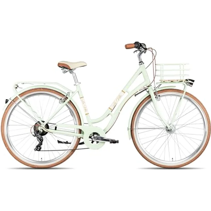 MAXIM La Vita 28 Zoll, Citybike in Türkis mit 7-Gang Shimano Schaltung und Aluminiumrahmen