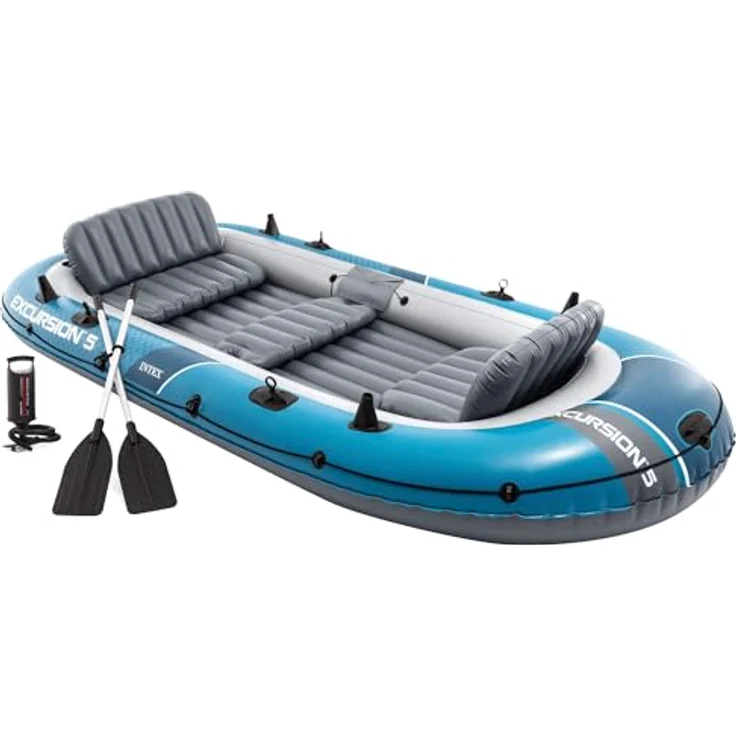 Intex Schlauchboot 66325, Komplett-Set mit 2 Paddeln, Luftpumpe und Tragetasche, 366 x 168 cm, bis 600 kg, ideal für 5 Personen – Bild 1