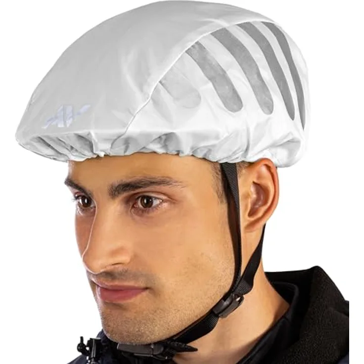AVANA Regenschutz für Fahrradhelm, reflektierende Abdeckung mit 360 Grad Sichtbarkeit, wasserdicht, hellgrau