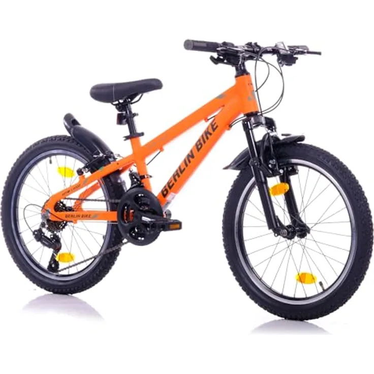 Berlin Bike Kinderfahrrad 20 Zoll MTB, Aluminiumrahmen, 21-Gang-Kettenschaltung, orange