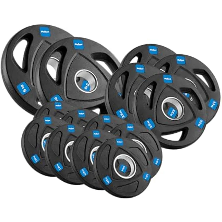Rebel Olympisches Hantelset, Gusseisen 30 kg mit 8x1,25 kg, 4x2,5 kg, 2x5 kg, 51 mm Durchmesser, gummierte Oberfläche