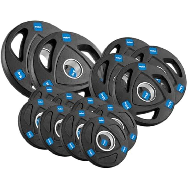 Rebel Olympisches Hantelset, Gusseisen 30 kg mit 8x1,25 kg, 4x2,5 kg, 2x5 kg, 51 mm Durchmesser, gummierte Oberfläche – Bild 1