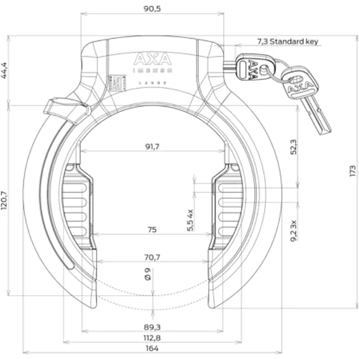 AXA Imenso ULC 130, Veloschloss mit Plug-in-Kette, gehärtetem Stahlbügel und ergonomischem Bedienknopf – Bild 4