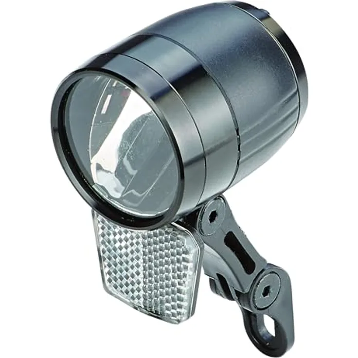 PROPHETE LED-Scheinwerfer 100 Lux, StVZO-zugelassen mit Standlichtfunktion und Sensorautomatik, kompatibel mit Nabendynamo und 6V E-Bike-Akku, abnehmbarer Reflektor