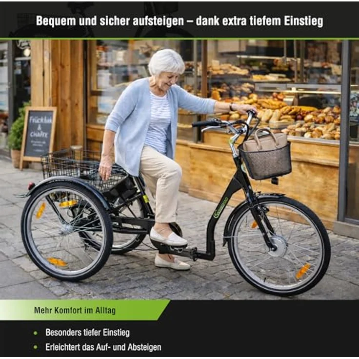 SachsenRAD Elektro-Dreirad T3A Trio II, E-Lastenrad Klapprad für Senioren mit Alarmanlage, LCD-Display, StVZO-zugelassene LED-Leuchten und Kenda 2.125 Zoll Reifen – Bild 4