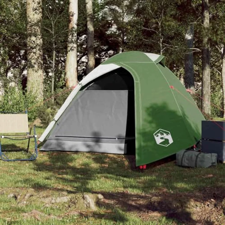 vidaXL Kuppel-Campingzelt 3 Personen Zelt Trekkingzelt Kuppelzelt Wanderzelt Leicht 1 Schlafkabine 210x195x120cm Innenzelt 3,1kg Grün Wasserdicht – Bild 4